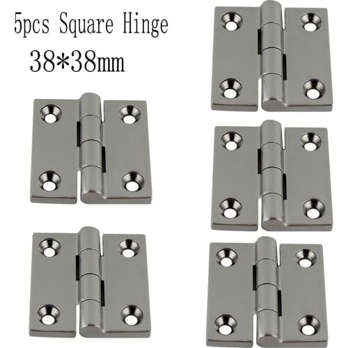 Stainless 316 High Mirror Marine Square Hinge 38*38mm Top Mirror Polished Boat/Yacht Square Hinge 5pcs