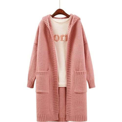 2018 New cardigan largo mujer Women Autumn Winter Thick Hooded Long Cardigan Coat Female Casual Knitted Sweater Ladies Jumper