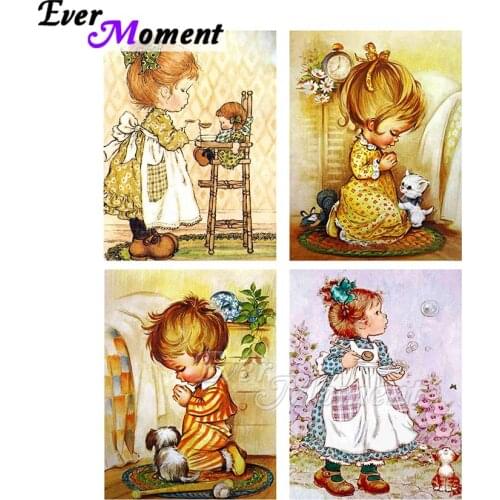 Ever Moment Diamond Painting Cartoon Portrait Full Square Resin Drill Kits Boy And Girl Wall Art Crystal Decoration ASF2260