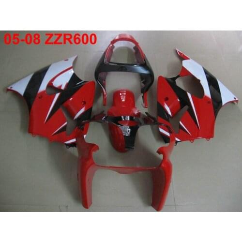 Injection molding fairing kit for Kawasaki Ninja ZZR600 05 06 07 08 red white black fairings set ZZR600 2005-2008 TW02