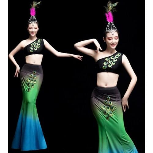 Dai Dance Costume for Women Ethnic Style Show Girl Costumes Peacock Dance Fishtail Skirt Dai Peacock Dance Outfits