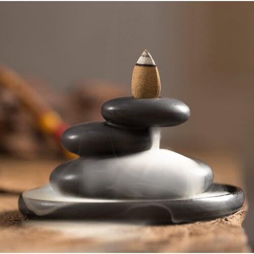 Backflow incense burner creative ornaments household Zen personality down agarwood incense table mountain flowing water stone or