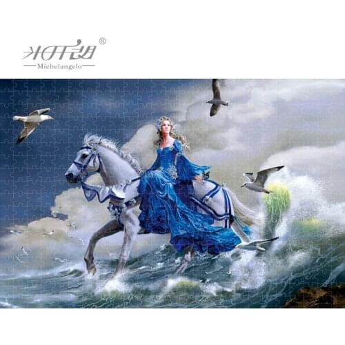 Michelangelo Wooden Jigsaw Puzzle 500 1000 1500 2000 Piece Pure Ideal White Horse Beauty Kid Educational Toy Gift Painting Decor