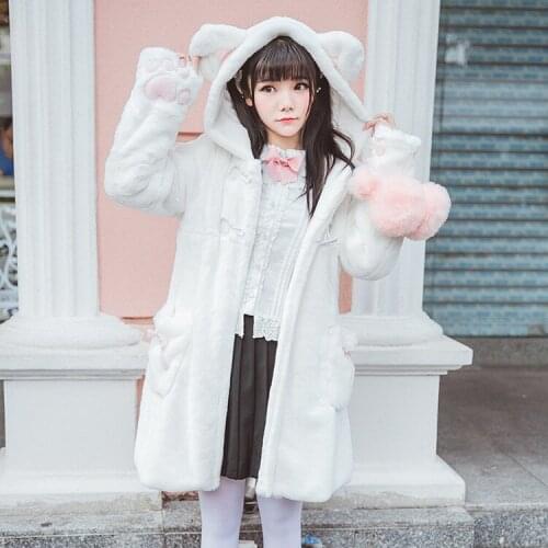 Sweet lolita Package mail girl friend soft sister lovely cat autumn winter thickened Plush coat