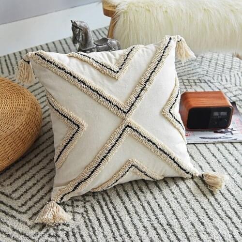Beige Bohemian Cushion Cover Tassels Pillow Cover 45x45cm/30x50cm Moroccan Nordic Style Home Sofa Chair Decoration Pillowcase