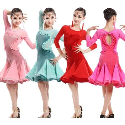 2019 new velvet adult girl child Latin dance practice clothes costumes exercise clothes long sleeves