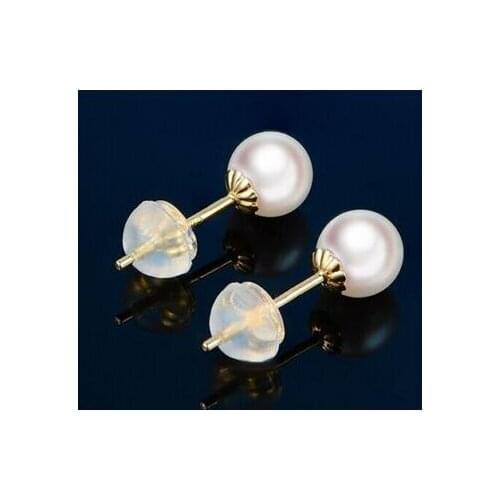 Charming AAA9-10mm round south sea white pearl stud earring