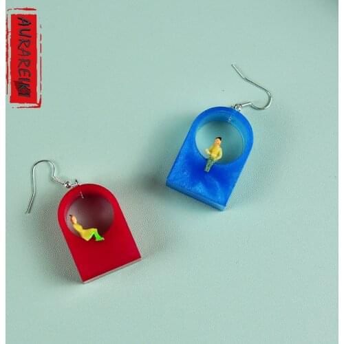 Handmade Resin Eardrop Custom Mini People Romantic Couple Earrings Resin Crafts For Girlfriend Gifts