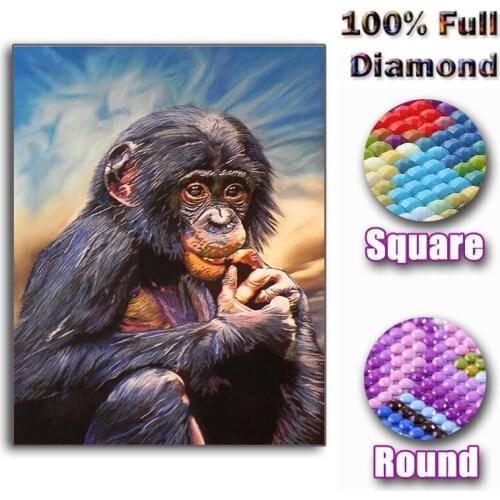 Full square Diamond Embroidery Mosaic"orangutans"Christmas rhinestone 5D Diy Diamond Paintings monkey Cross Stitch,home decor