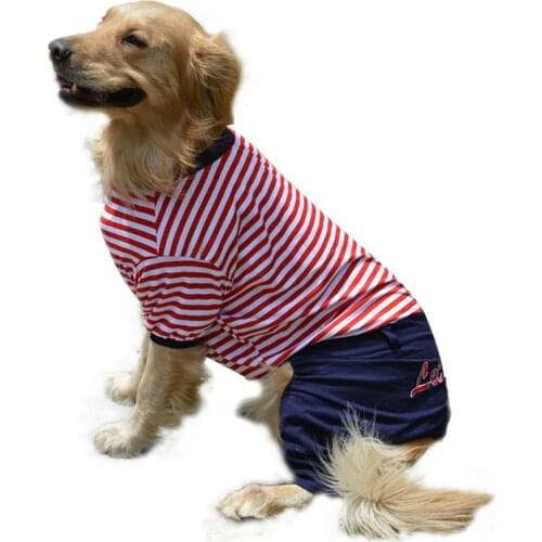 Striped Big Dog Clothes Jumpsuits Spring Summer Dogs Pets Clothing Coat Clothes for Medium Large Dogs Outfit Vetement Chien