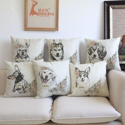 Christmas pillow cushion cover Animal dog Pattern printing gift Pillowcase Pet dog decorative pillows covers almofadas cojines