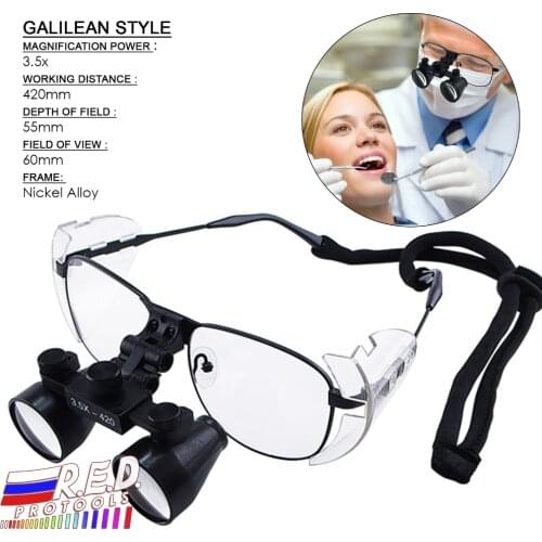 3.5x Magnification Dental Surgical Medical Binocular Loupe Dentistry Nickel Alloy Frame 420mm