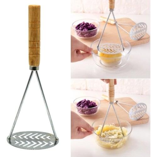 Stainless Steel Pusher Potato Masher With Broad Mashing Plate For Smooth Mashed Potatoes Fruit Vegetable Tools Press Crusher