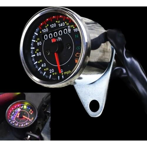 Universal Silver Retro Motorcycles Mini Mechanical Odometer Speedometer Mash KM/H MPH for All 12V Electromobile and Boat