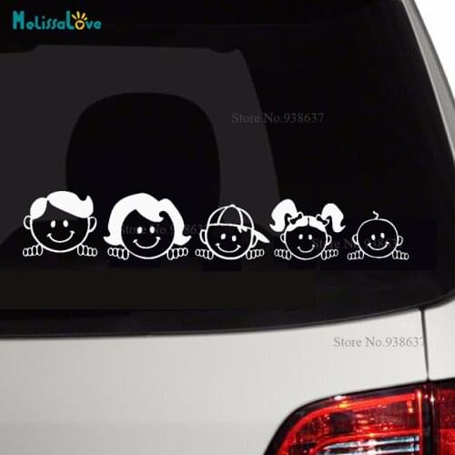 Happy Family 5 Families Vinyl Car Sticker Rear Windshield Home Wall Sticker Waterproof Bedroom Baby Room Decal T198