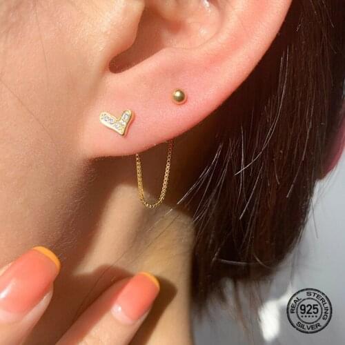 Heart Screw Stud Earrings For Women Round Bead Drop Tassel Ear Partner Sweet Dating Accessories Romantic Send Girlfriend Jewelry