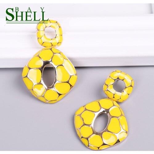Shell Bay Fashion Jewelry metal Gold Earrings For Women metal Yellow green Black Earrings Snake pattern Geometric Punk Earrings