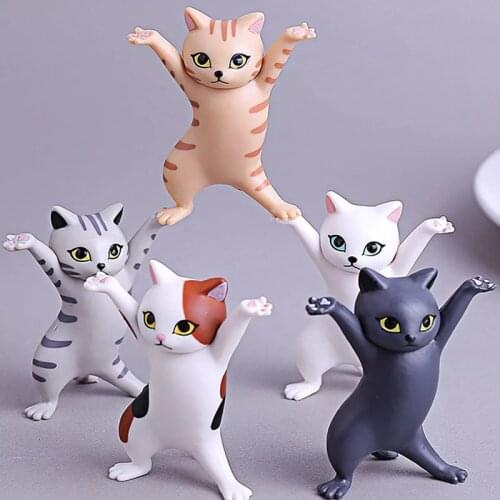 Hot 1/2/3/4/5PCS Desk Cat Pen Bookshelf Holder Earphone Holder Coffin Cat Doll Home Decoration Phone Stand Kids Gifts Dropship