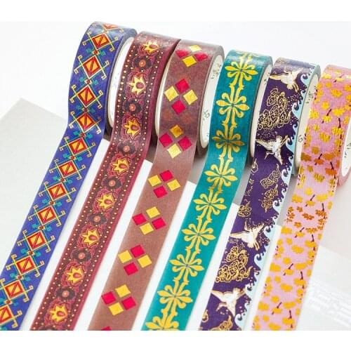 1.5 cm Wide Retro Aesthetic Gilding Wide Washi Tape DIY Scrapbooking Sticker Label Masking Tape School Office Supply