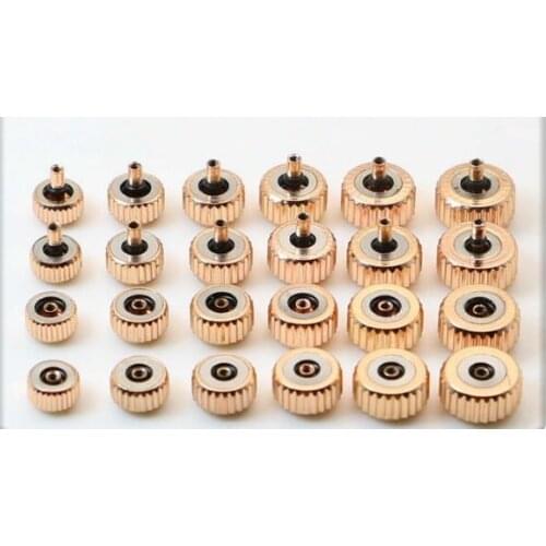 Free Shipping 10pc Rose Gold Stainless Steel Waterproof Watch Crown from 3.5mm to 7.0mm Small Hole 2.0mm Diameter Select Size
