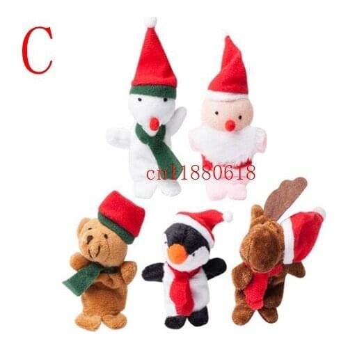 100pcs/lot DHL Free Shipping 7cm Mini size Merry Christmas Finger Puppet Santa Claus Snowman Bear Plush Toys