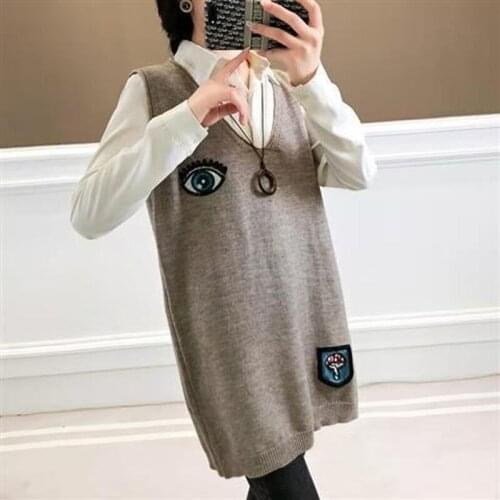 2021 ladies temperament fashion knitted vest women sweater new autumn and winter wear v-neck sleeveless loose pullover top