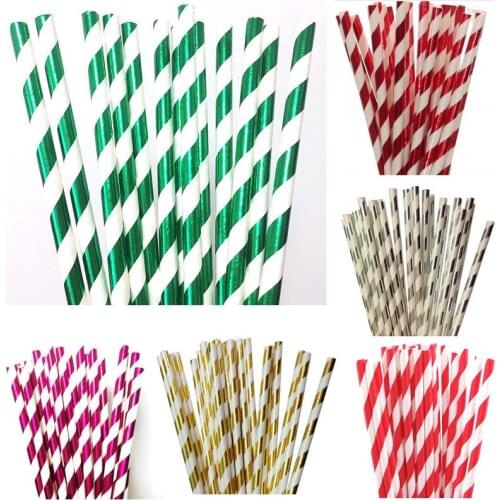 25pcs Striped Colorful Paper Straws For Birthday Wedding Decorative Event Party Supplies Environmental Drinking Straws