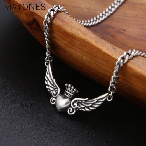 3.5mm Real 925 sterling silver Jewelry Angel Wing lovers' Pendant Necklaces LOVE Gift for boyfriend girlfriend free shipping