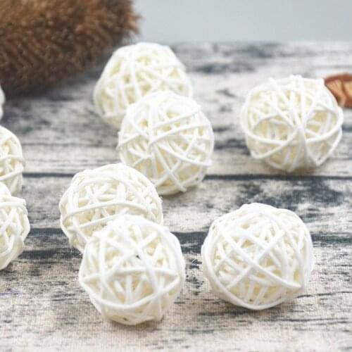 50pcs/lot 3cm Mix color DIY Wedding Decorative Christmas Decor Rattan Ball Home Table Decoration Room Hanging ornaments Weaving