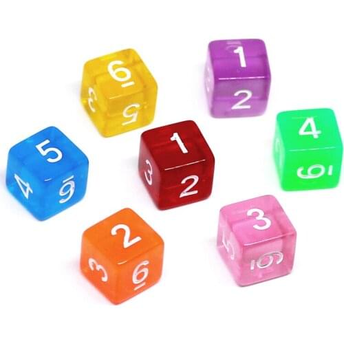 7 pcs/set 6 Sided Transparent Dice Funny Puzzle Game Send Children 15mm