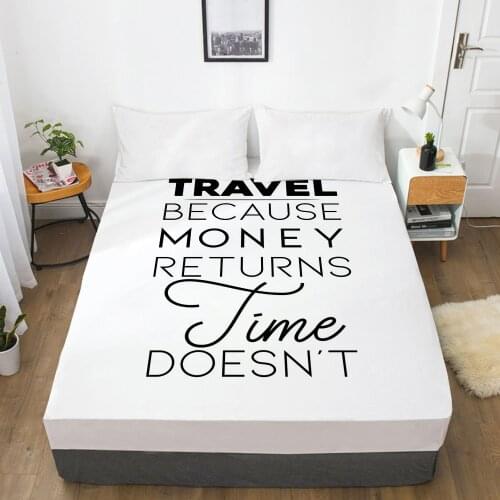White Letter Fitted Sheets Mattress Cover With Elastic Band 3D Bed Sheet Linens 200x200 135x200 Bed Sheet Customize size/design