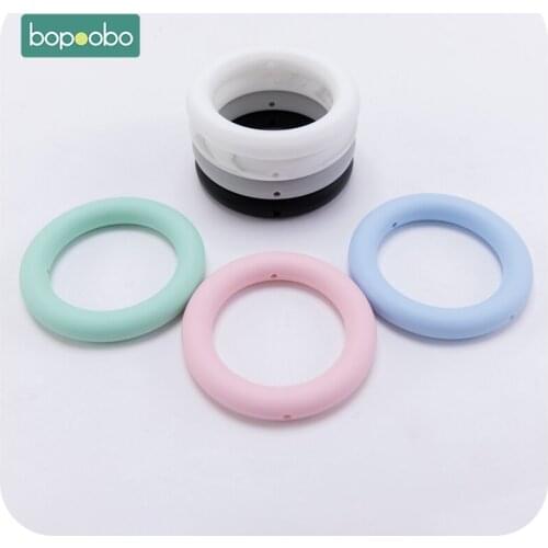 Bopoobo 65mm Silicone Ring Teether Chewable BPA Free Safe And Natual Teething Accessories DIY Crafts Baby Crib Toy Baby Teether