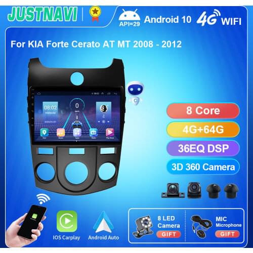 Android 9.0 For KIA Forte Cerato 2008-2014 GPS Naviagtion With DSP Carplay 4G WIFI Camera 2 Din Radio Car Multimedia DVD Player