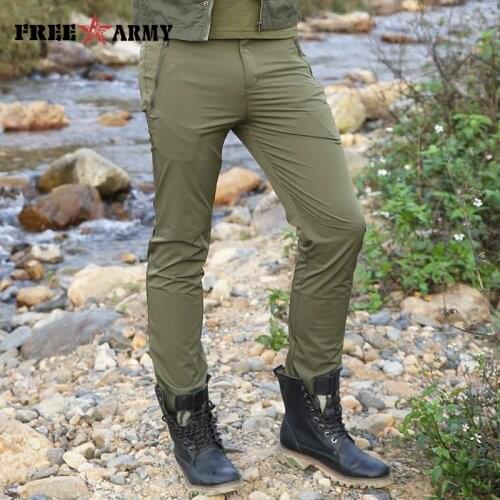 FREE ARMY 2018 Army Green Cargo Pants Military Men Pants Twill Fashion Trousers Streetwear Mens Wild Army Green Pants MS-6150A