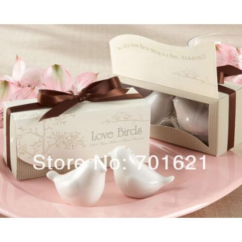 Free shipping 100pcs=50 sets Love Birds in the Window" Salt & Pepper Ceramic Shakers hot sell Wedding Favors party gift