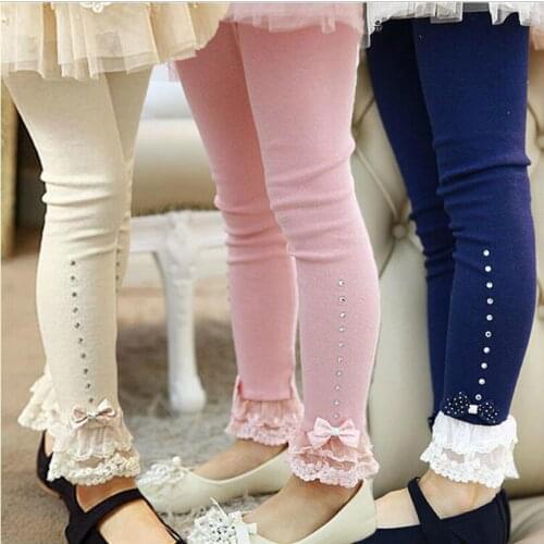 Sweet girls lace legging autumn winter cotton diamond design long pants kids trousers filles legging 2-10Yrs Children clothes