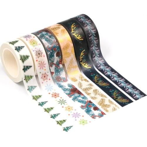 Mengtai Merry Christmas Masking Washi Tape Decorative Penguin gilding foil Adhesive Tape Decora Diy Scrapbooking Sticker Label
