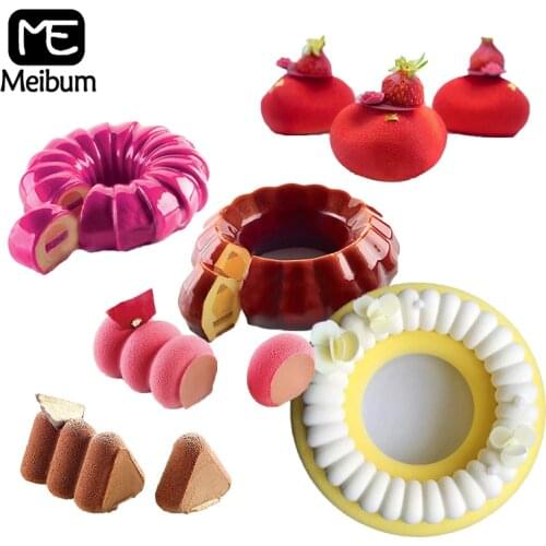 Meibum Hollow Ring Silicone Cake Molds Desserts Tray Long Spiral Mousse Moulds Kitchen Baking Tools French Pastry Bakeware