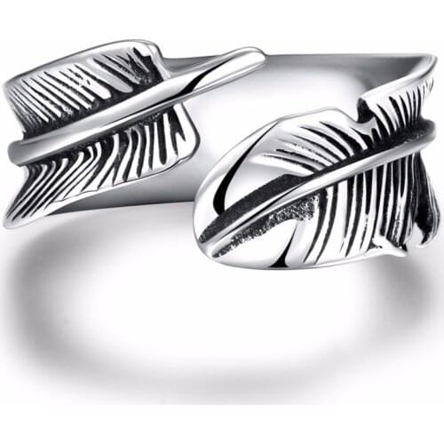 Fashion Vintage Ring Feather Simple Ring Trend 316 Steel Ring Womens Vintage Jewelry Accessories