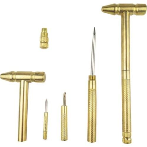 6 in 1 Copper Plated Small Hammer Set with 4 Screwdrivers Multi-Functional Practical Phillips Slotted Screwdriver Hand Tool Kit