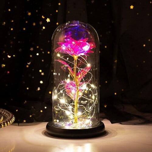 Immortal Flower Glass Cover Rose Glass Cover Luminous LED Valentines Day Mothers Day Gift