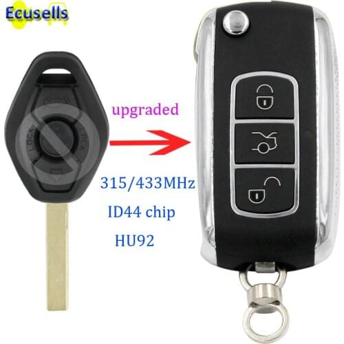 Upgraded Folding flip Remote Key Fob 315MHZ 433MHZ With ID44 Chip HU92 Blade for BMW EWS 325 330 318 525 530 540 E38 E39 E46 M5