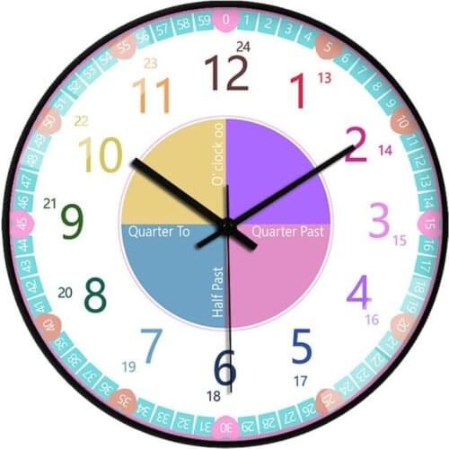 Educational Wall Clock for Children Kids Teaching Clock Learn to Tell Time