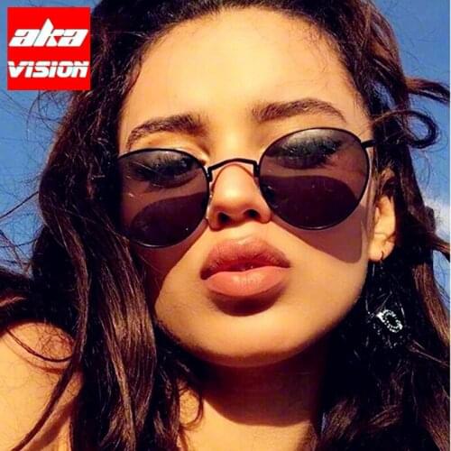 AKA VISION Oval Retro Sunglasses Women Brand Designer Eyewear For Women/Men Small Round Glasses Vintage Metal Oculos Feminino