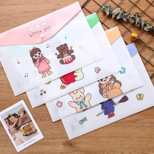 8pcs A4 cute cartoon animal file holder, snap button PVC folder,Sakura Cat Series pen box office information bag 235*330mm