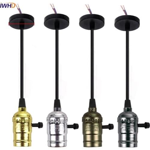 IWHD E27 Light Bulb Socket 110V 220V Retro Edison Pendant Lamp Base Holder E27 Vintage Light Holder Industrial Pendant Lamp Base