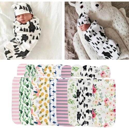Baby Swaddle Blanket +Cap Newborn Cocoon Wrap Cotton Sack Bedding Swaddling Bag