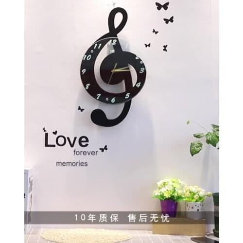 Personalized creative notes wooden electronic wall clock fashion cartoon silent clock childrens room quartz wall clock
