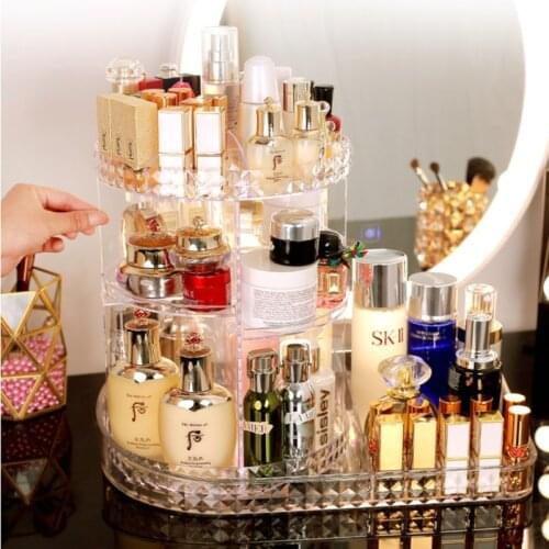 Transparent Makeup Storage Box Cosmetic Organizer 360 Degree Rotation Assembly Lipstick Display Storage Rack Large Capacity