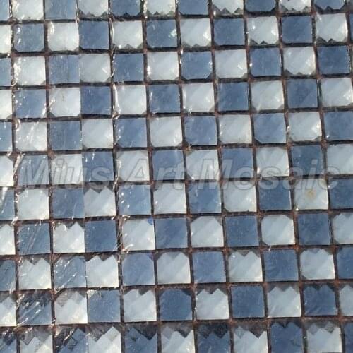 Grey & white 13 faced diamond Mirror mosaic tiles
